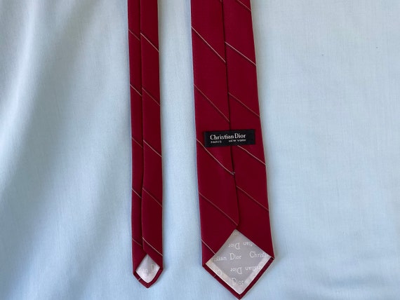 Christian Dior Necktie Deep Red Tie with narrow S… - image 5