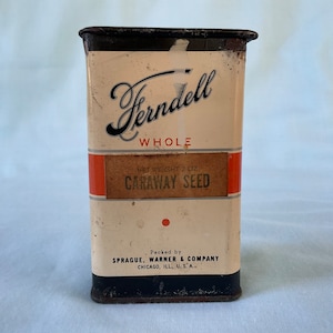 Ferndell Spice Tin Whole Caraway Seeds Tin Vintage Spice tin