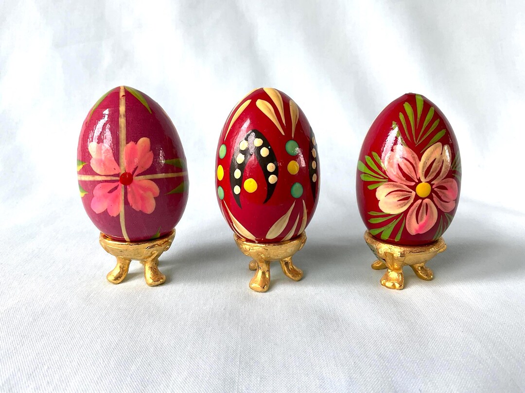 3 Wooden Hand Painted Eggs Pysanka Ukrainian Egg Hand Painted Egg ...