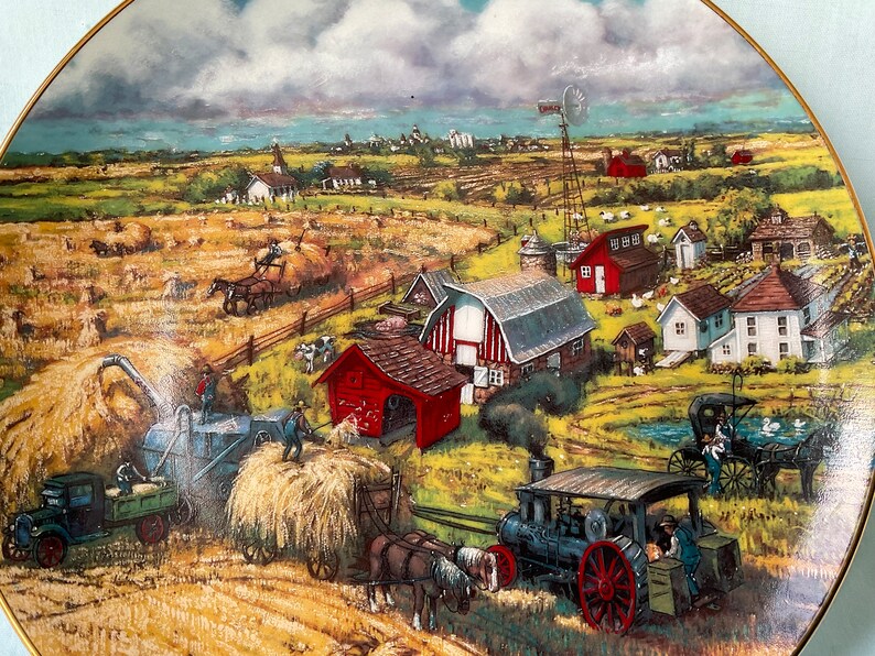 Country Plate Down on the Farm Plate Country Scene the American Farm ...