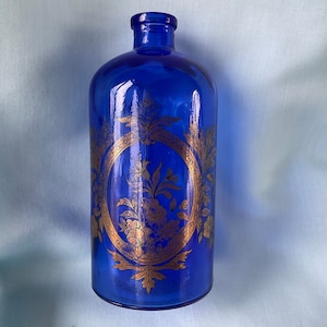 Cobalt Blue Bottle Blue and Gold Bottle