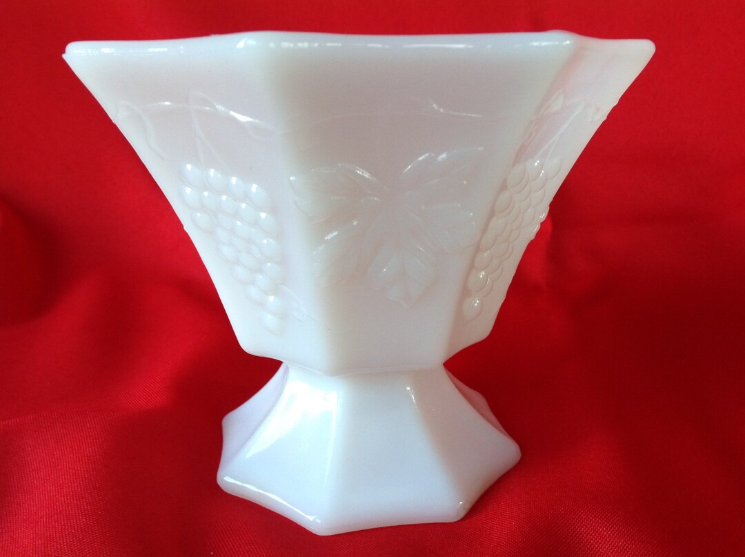 Milk Glass Compote, Fruit Bowl, Planter Milk Glass Candy Dish Anchor ...