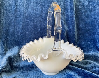 Silver Crest Basket Fenton mjölkkorg i glas 20 cm hög