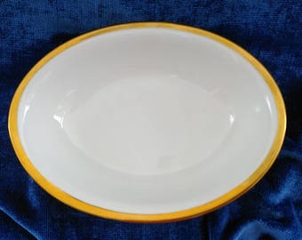 White China Serving Oval Bowl J.R.Kittler China Gold and White Vegetable Bowl