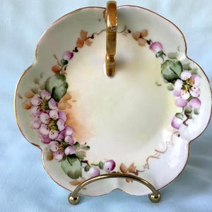 Pink Floral Handled Plate Bavarian Green Floral Lemon Plate Bavarian Pickle Plate