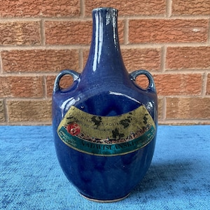 Cobalt Liquor Bottle Polish Wine Bottle Blue Stoneware Decanter Delicious Polish Mead Bottle