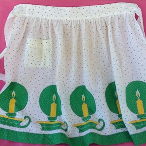 Christmas Apron Green and White Candle Apron Christmas Yellow Candle Apron