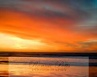 Sunset on the Beach, Landscape Photography, Nature Photography, Fine Art, Made in USA, Wall Art, Room Decor, sunset, beach, water, ocean