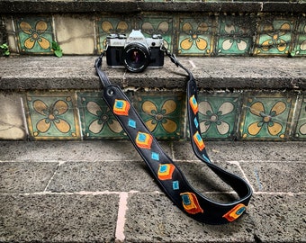 Art Deco Camera Strap - Warm