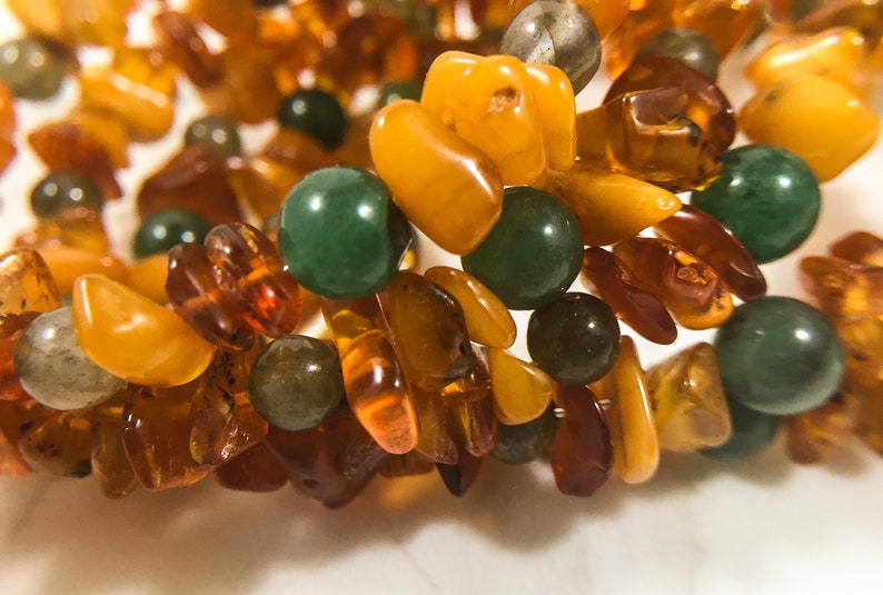 Reiki Charged Labradorite /& Amber Bracelet Earring Set .: Emerald One of a Kind Healing Stones