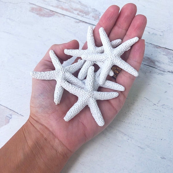 Artificial WHITE FINGER STARFISH - 5 pieces, Starfish, White Starfish, Non-toxic Starfish, Shells, Craft Supply, Wedding Decor