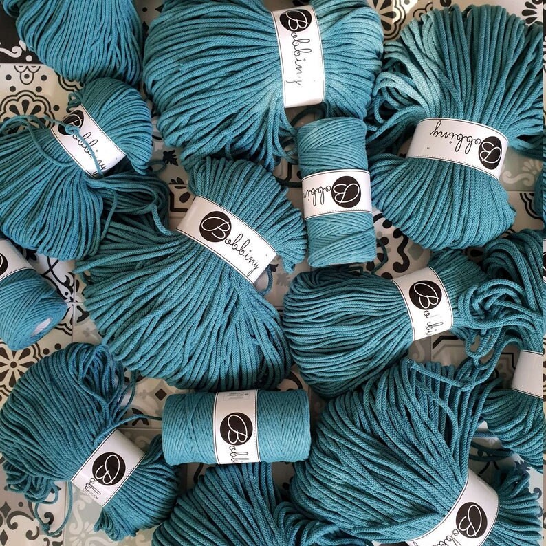 5mm Black Cotton Cord 108 yards 100 meters chunky yarn macrame cord cotton rope Bobbiny