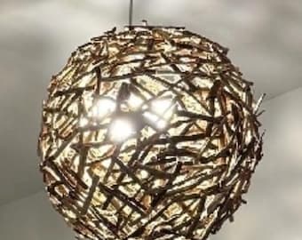 Driftwood Orb Chandelier Handmade Coastal Beach House Sphere Light 30in