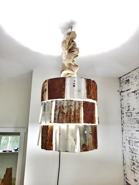 Rustic Metal Lighting Corrugated Metal Pendant Light Pendant Light Metal Pendant Light