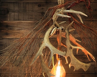 6 Foot Antler & Driftwood Chandelier | Rustic Luxury Woodland Pendant Light | Handmade Natural Branch Lighting | One of a Kind Lodge Decor