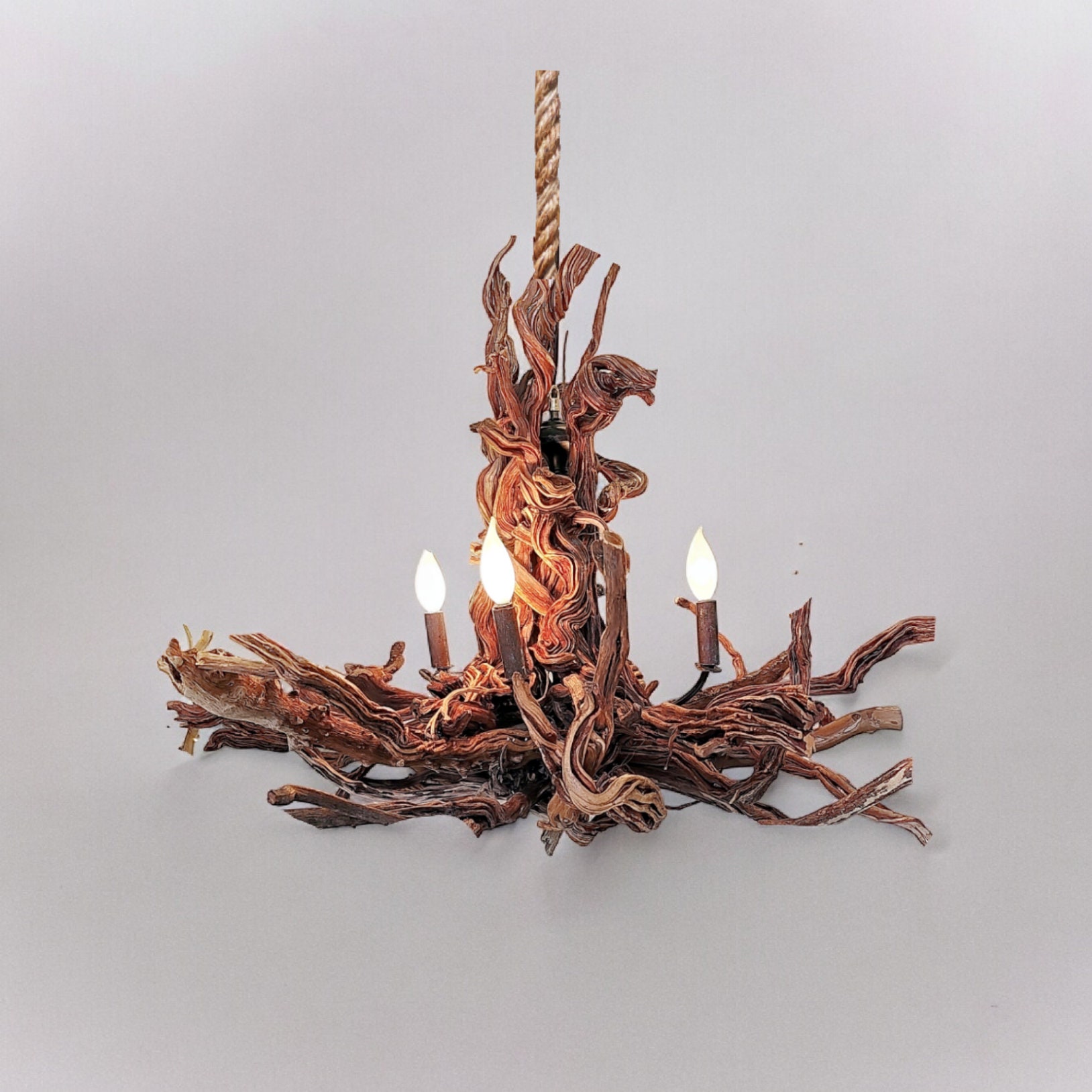 Driftwood Chandelier, Coastal Farmhouse Lighting, Handmade Wood ...