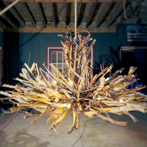 Driftwood Chandelier - 25 in Drift wood Lamp - Handcrafted Nature Inspired ceiling Light