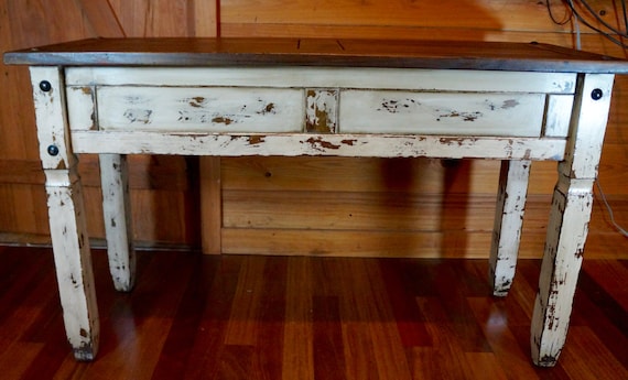 Distressed sofa table with drawers deals