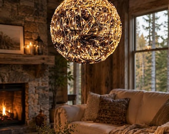 Handmade Twig Orb Chandelier | 18 inch
