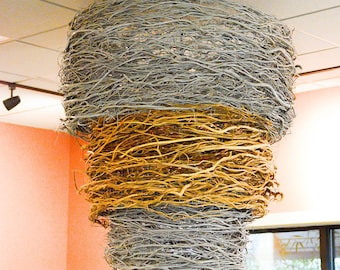 Three Tier Twig Chandelier, Branch Drum Pendant Light