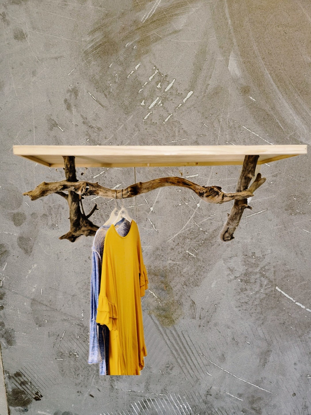 Driftwood Closet Shelf Clothes Hanger Driftwood Clothes Rack Etsy