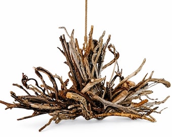 Rustic Wood Chandelier, Driftwood Light Fixture,  Modern Farmhouse Chandelier, 26 Inch - 5 Lights
