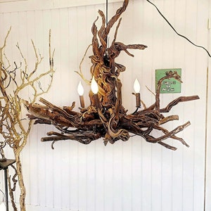 Tenor Driftwood Chandelier, 42&quot; Branch Chandelier, Unique  Drift Wood Lighting Large,  Farmhouse Hanging Ceiling Light, Boho Home Decor