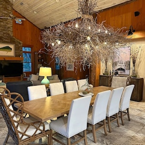 Rustic Wood Chandelier, Farmhouse Rustic Lighting, Large Dining Room Chandelier, Unique Driftwood Lighting, Wood Pendant Lamp