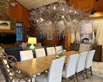 Rustic Wood Chandelier, Farmhouse Coastal Light Fixture,  Large Dining Room Chandelier, Unique Driftwood Lighting