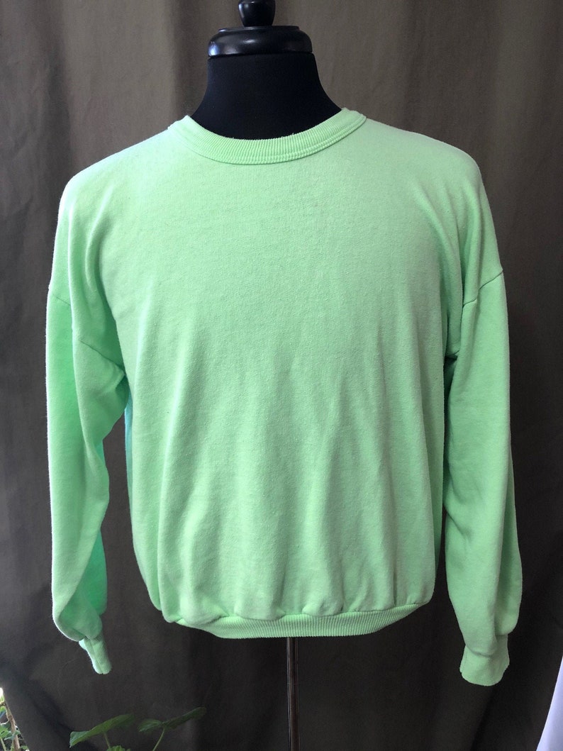 Vintage Neon Green Crew Neck Sweatshirt Size: Women's | Etsy