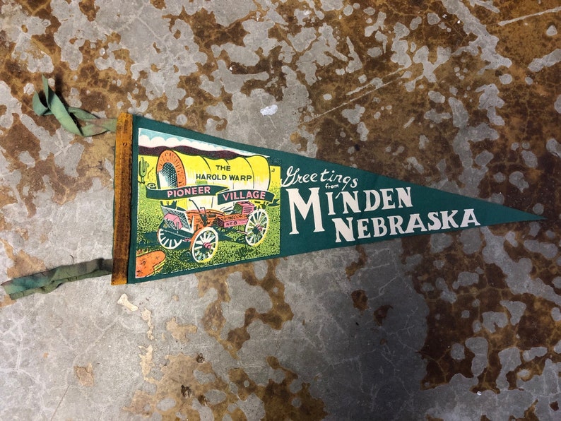 Good Condition Vintage Minden Nebraska Pioneer Village 1960s Pennant