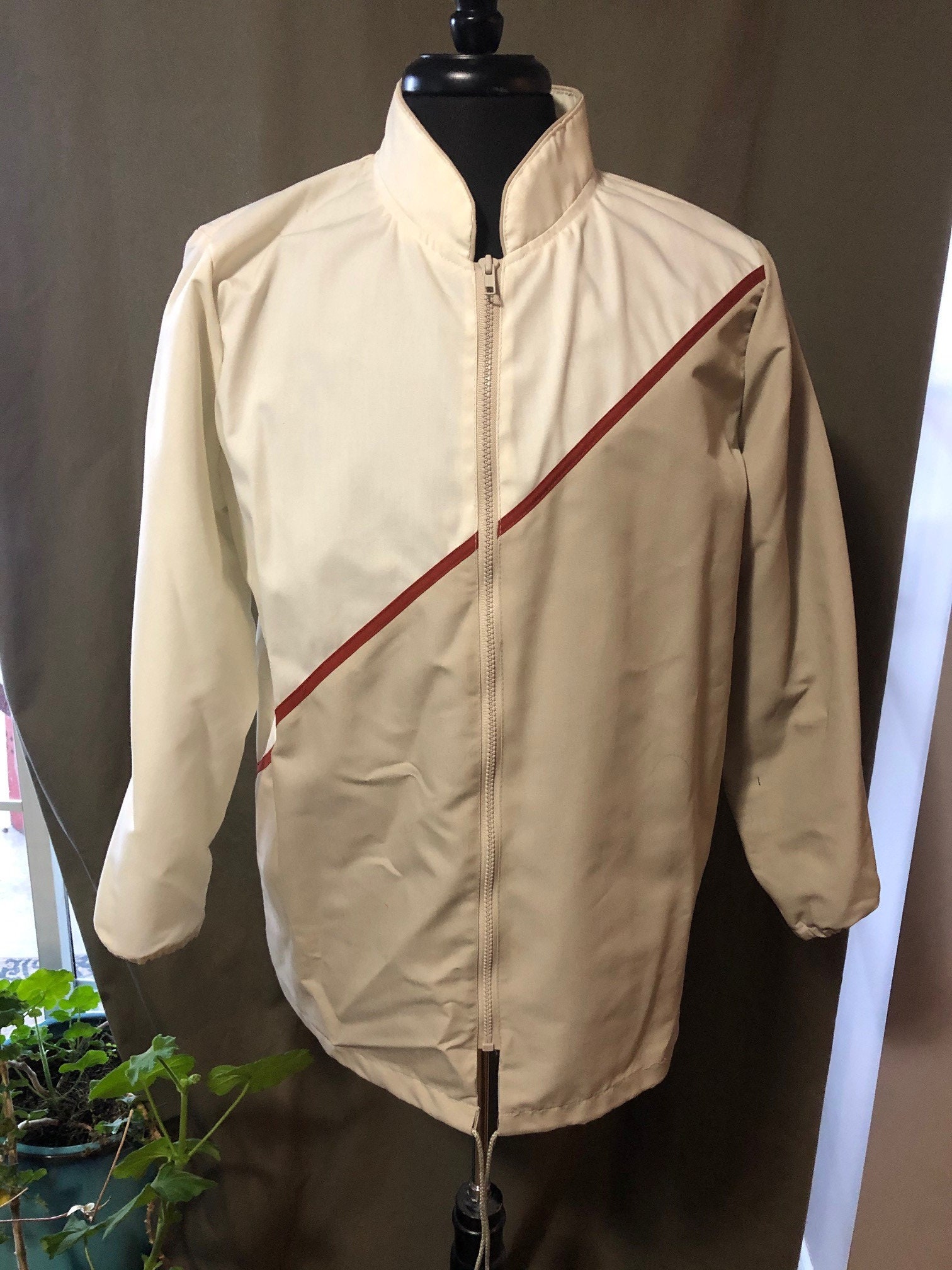 Tan and Cream Windbreaker Jacket Size 