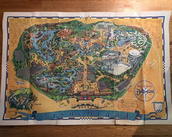 Vintage 1966 Walt Disney's Guide to Disneyland the Magic Kingdom Map, Size: 45" x 30"