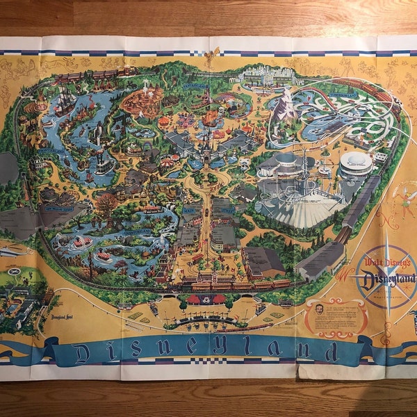 Vintage 1966 Walt Disney's Guide to Disneyland the Magic Kingdom Map, Size: 45" x 30"