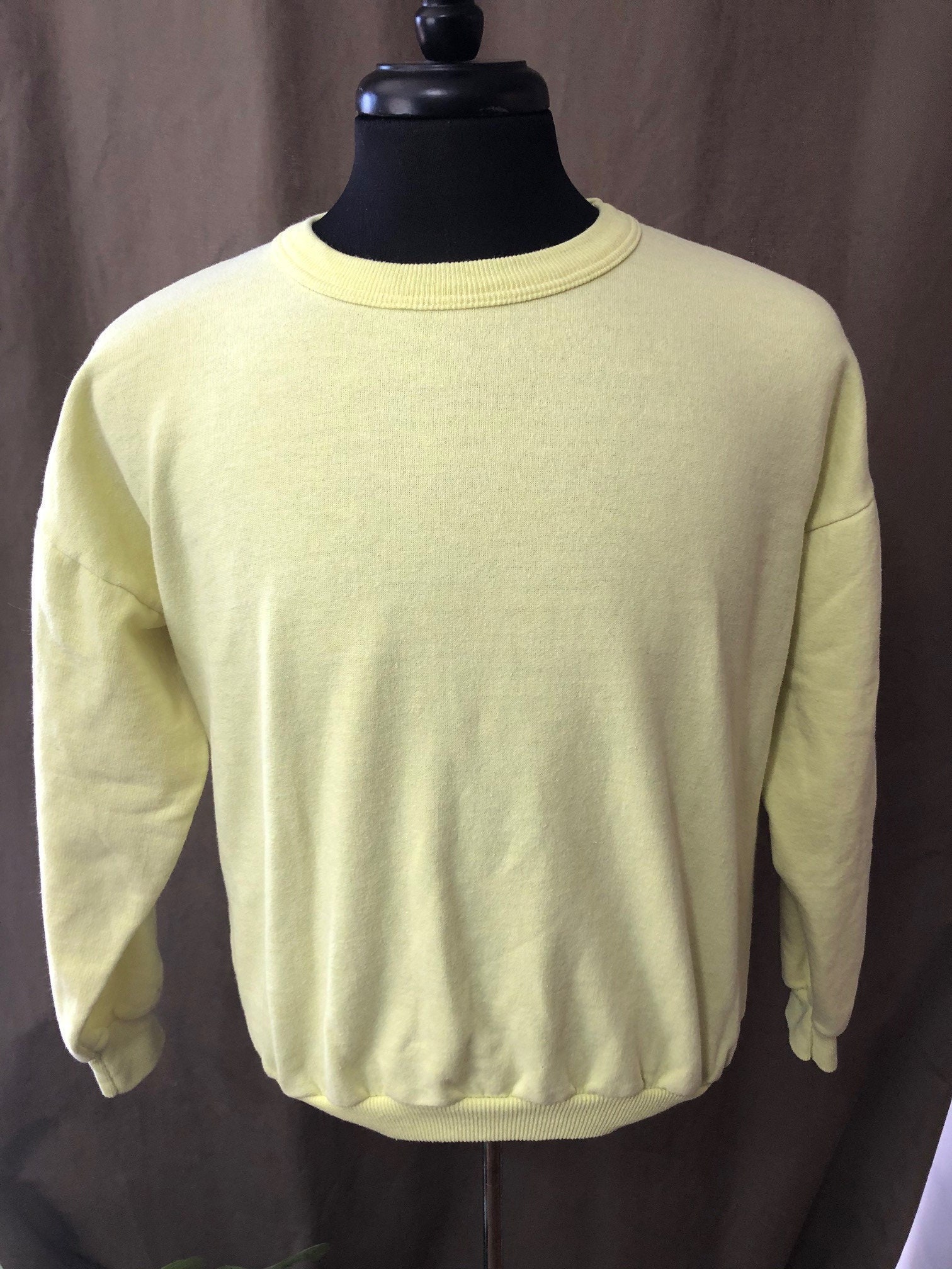 Vintage Neon Yellow Crew Neck Sweatshirt Size: Women's | Etsy