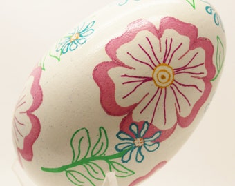 Pysanky, Easter Egg, "Mom's Tablecloth", Goose Egg, Dyed Eggs, Flowers on Eggs, Eggs by Jane