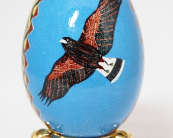 Pysanky Harris's Hawk on Goose Egg, Father's Day,  Modern Pysanka Batik Unique Easter Egg Art by Jane Chevalier