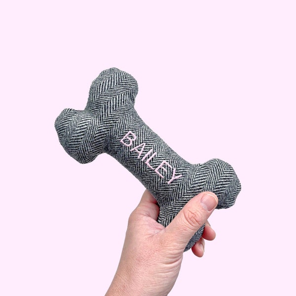 Dog Toy. Personalized Pet Toy with *PINK* Embroidered Name. Durable Dog Toys. Personalized Pet Gifts