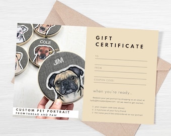 ONE (1) Custom Dog Portrait. Gift Certificate. Digital File