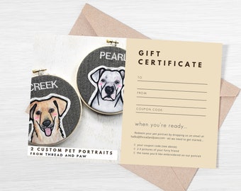 TWO (2) Custom Dog Portraits. Gift Certificate. Digital File