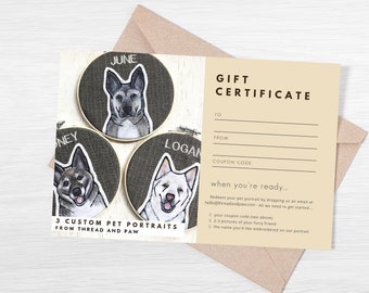 THREE (3) Custom Pet Portraits. Gift Certificate. Digital File.