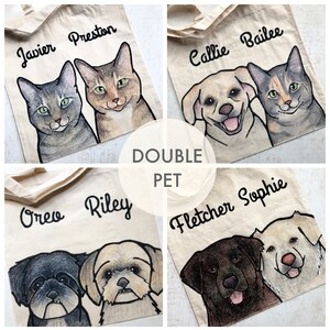 Personalized Pet Tote Bag. Eco Friendly Canvas Tote. Custom Cat and Dog Portraits. image 5