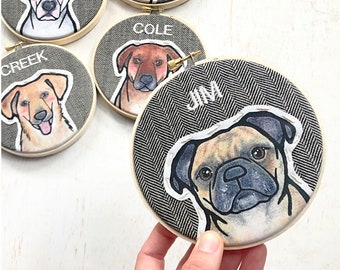 Gift for Pet Lovers. Personalized Embroidered Pet Portrait. Custom Pet Memorial.