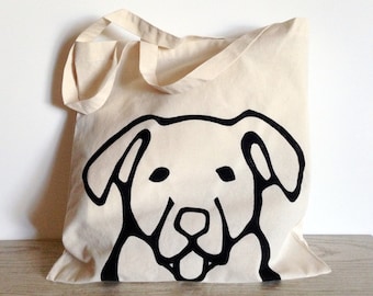 Custom Pet Portrait Tote Bag: Hand-Painted Canvas Dog Mom Gift