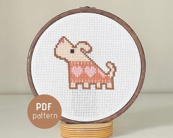 Cozy Cardigan Dog Cross Stitch Pattern PDF