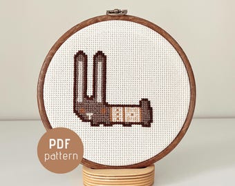 Cozy Cardigan Brown Rabbit Cross Stitch Pattern PDF