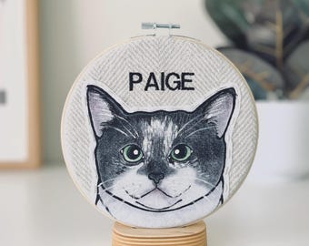 Custom Embroidered Pet Portrait: Hand-Painted Keepsake