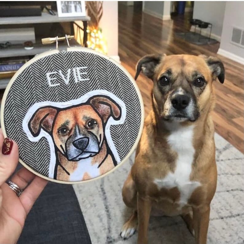 Custom Pet Portrait. Personalized Pet. Dog or Cat Portrait. Pet Portraits. Custom Embroidery. Gift for Pet Lover. Embroidered Pet Portrait image 9