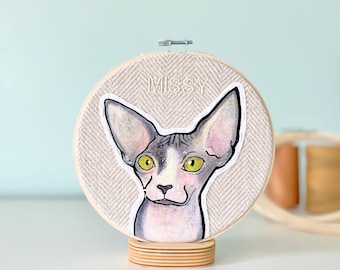 Custom Embroidered Pet Portrait: Hand-Painted Keepsake