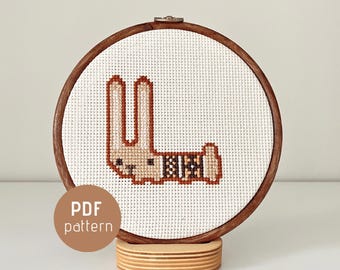 Cozy Cardigan Tan Rabbit Cross Stitch Pattern PDF